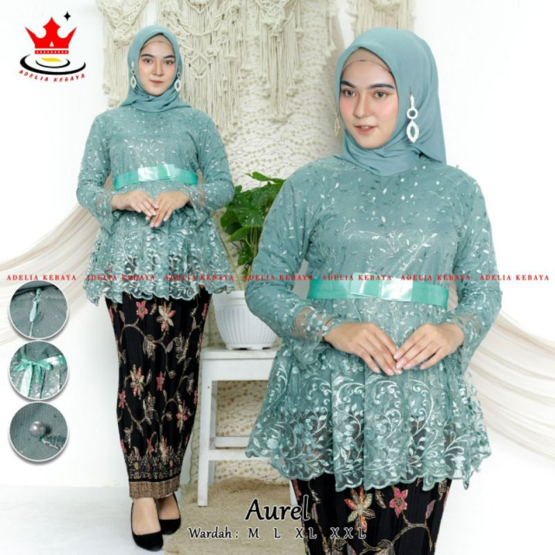 Set Blouse Aurel/Kebaya Tulle Aurel/Kebaya kondangan remaja/Outfit pesta