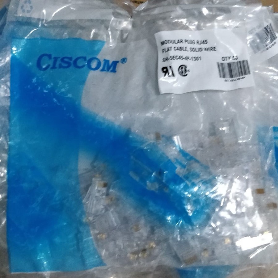 CISCOM konektor LAN RJ45 UTP Cat.5e Modular Plug isi 50pcs ORIGINAL | connector RJ 45 cat5e