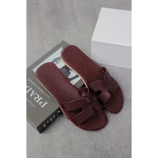 ( BALANC* ) Sandal BOLONI slop cewek H kekinian-Maroon
