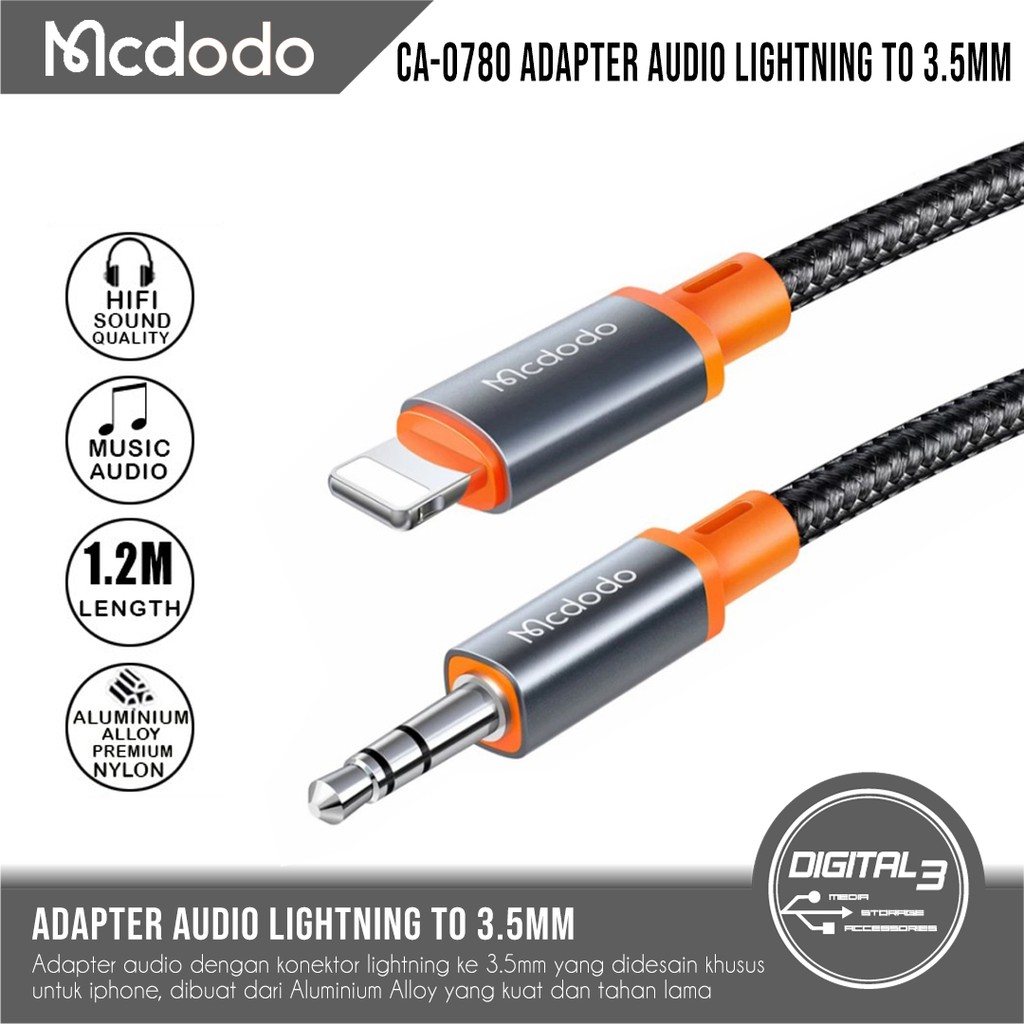 Mcdodo CA-0780 Audio Converter Cable Lightning to Aux DC 3.5mm Male