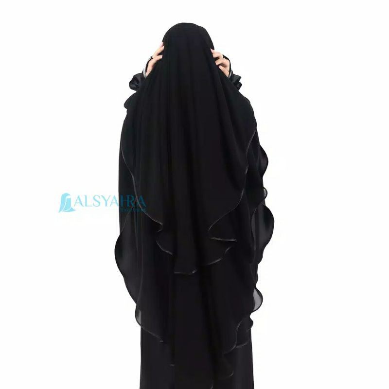 Niqab Yaman Bisban 2 Layer Size L Sifon Jetblack By Alsyahra Exclusive