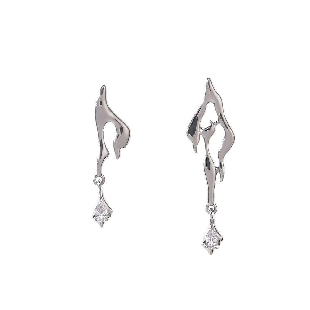 Anting Bentuk Bunga Irregular Bahan Metal