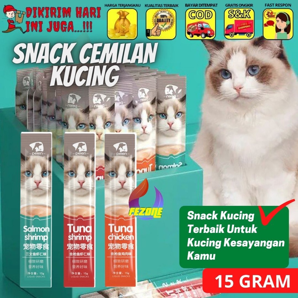 Snack Treats Kucing Adult Kitten 15gr Cemilan Kucing Basah Snack Bio Creamy PEIEN Dengan Daging Asli Fezone