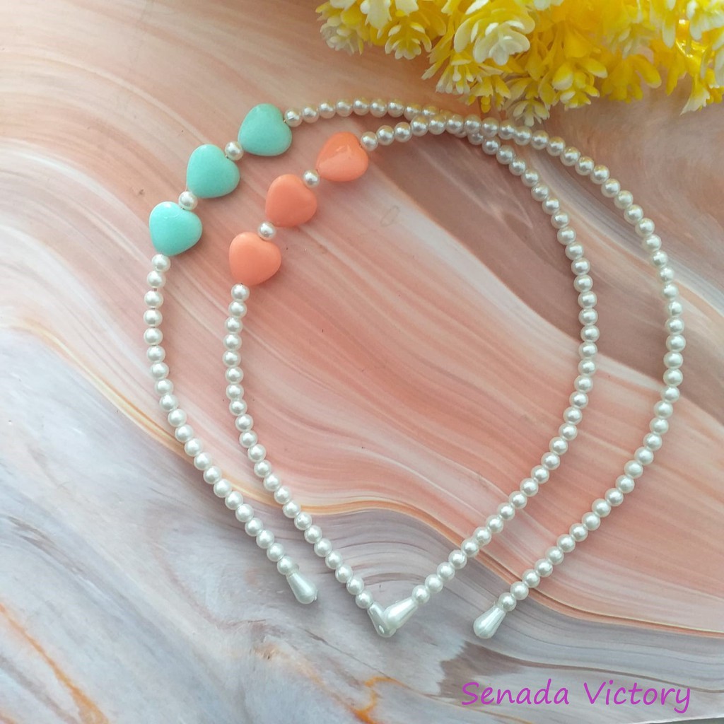 Senada Victory Bando Mutiara Cantik Tiga Love Bando Anak Aksesoris Wanita SVB033