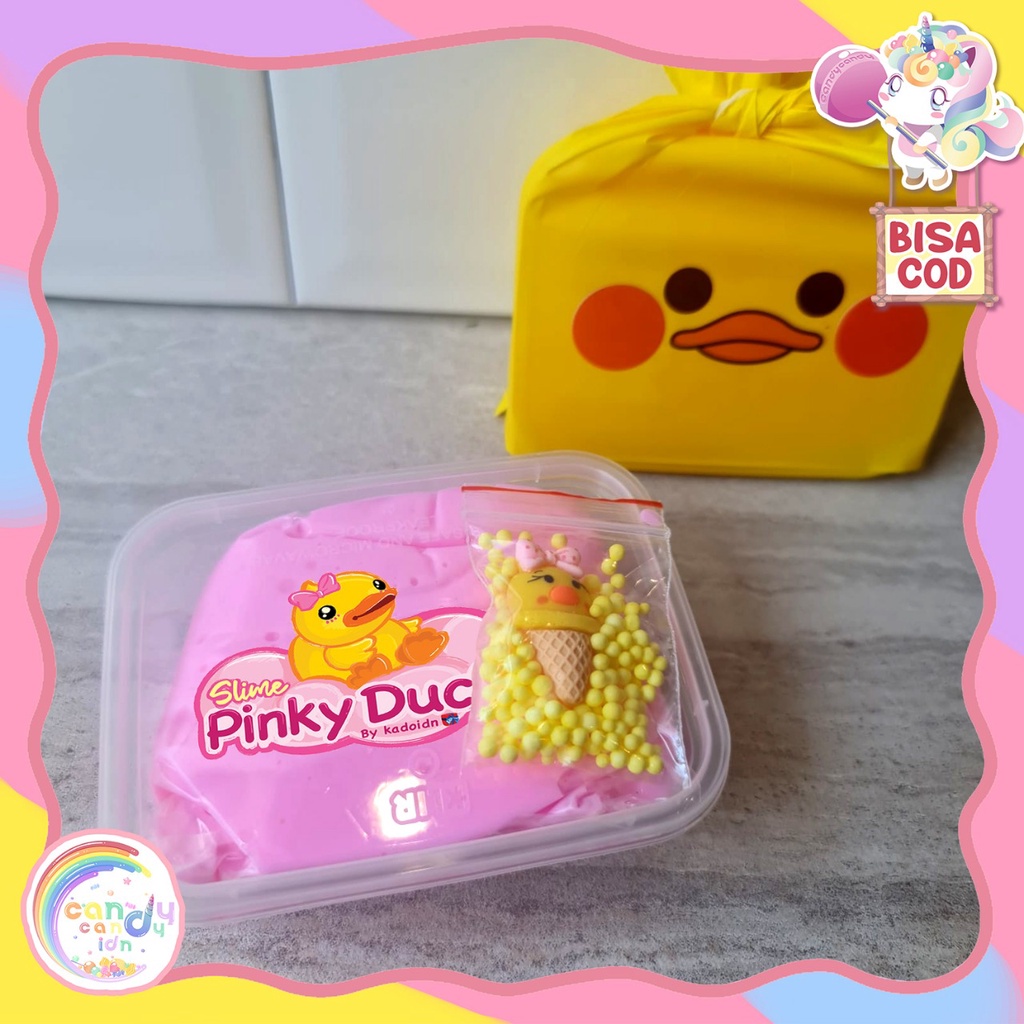 Slime pinky duck / slime bebek / slime original dengan packing bebek unik by kado.idn