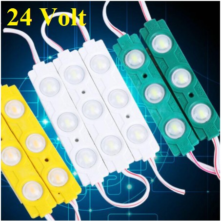 Lampu LED Modul Strip Lensa 3 mata besar 3 watt 24 Volt Waterproof 24V