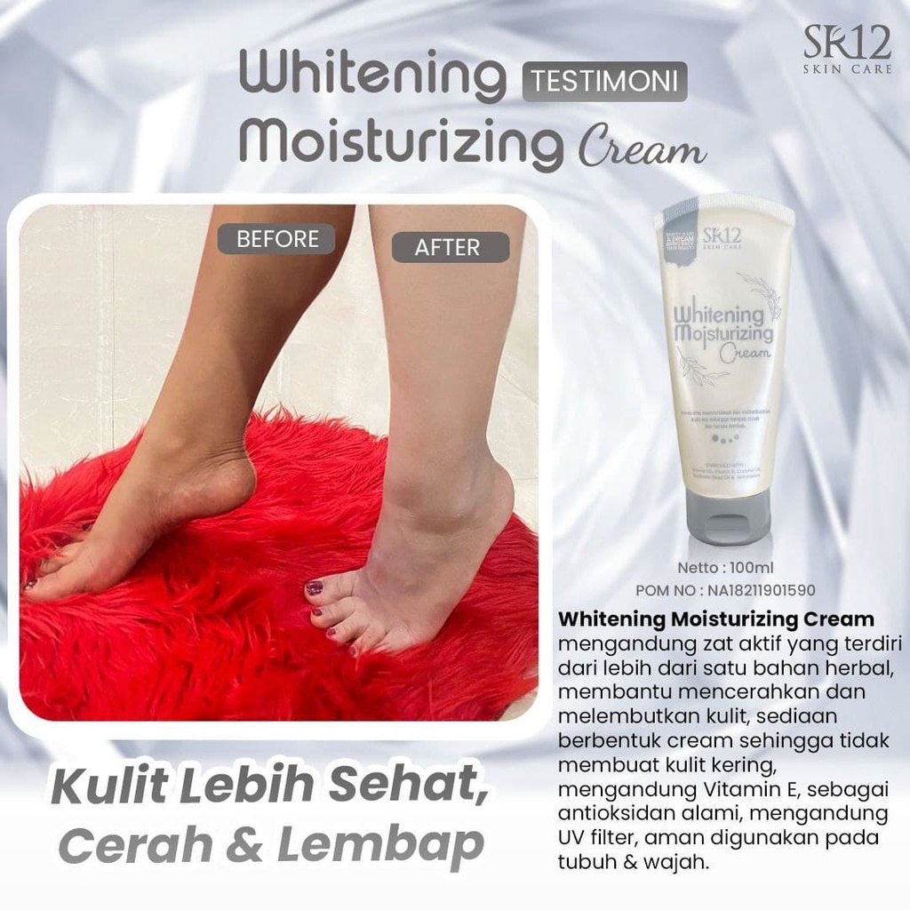 Whitening Moisturizing Cream SR12 Pelembab Pemutih Wajah Badan Bpom Lightening Anti Aging Original