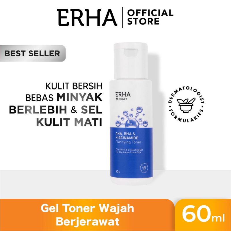 ERHA Acneact AHA BHA &amp; Niacinamide Clarifying Toner 60mL - Toner Wajah Berjerawat