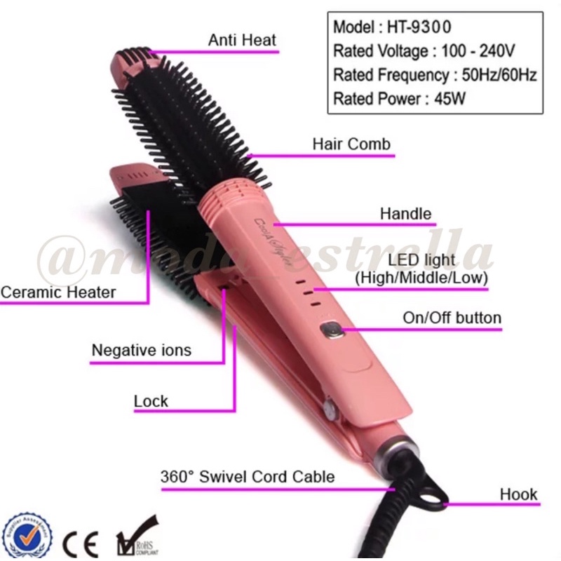 CATOK V BRUSH COOL STYLER/CATOK SISIR IMPORT/CATOK BRUSH IRON MULTIFUNGSI/CATOK SISIR LURUS CURLY