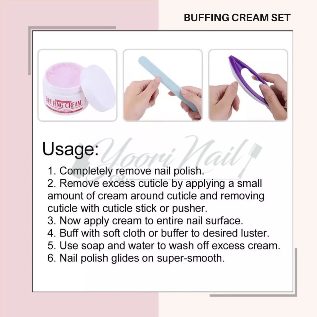 Buffing cream set pengilap kuku cream sponge buffer manicure pedicure menipedi nail