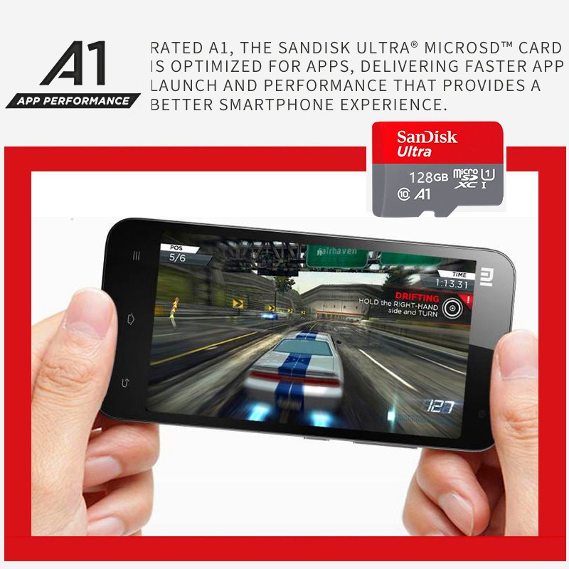 Memory Card Microsdhc Original 128GB + SD Adapter + Card Reader