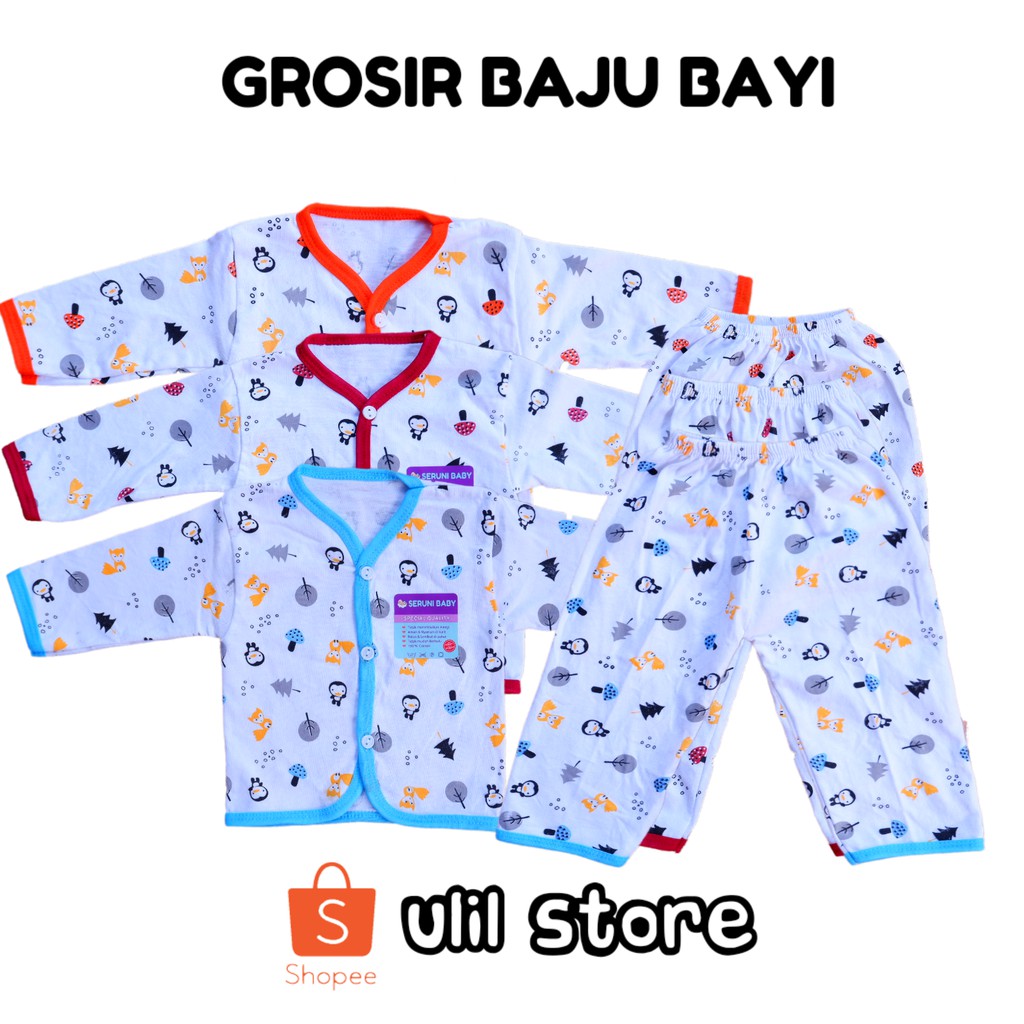 Setelan Piyama Bayi Baju Bayi Usia 0-6 Bulan Seruni Baby Motif Penguin-1