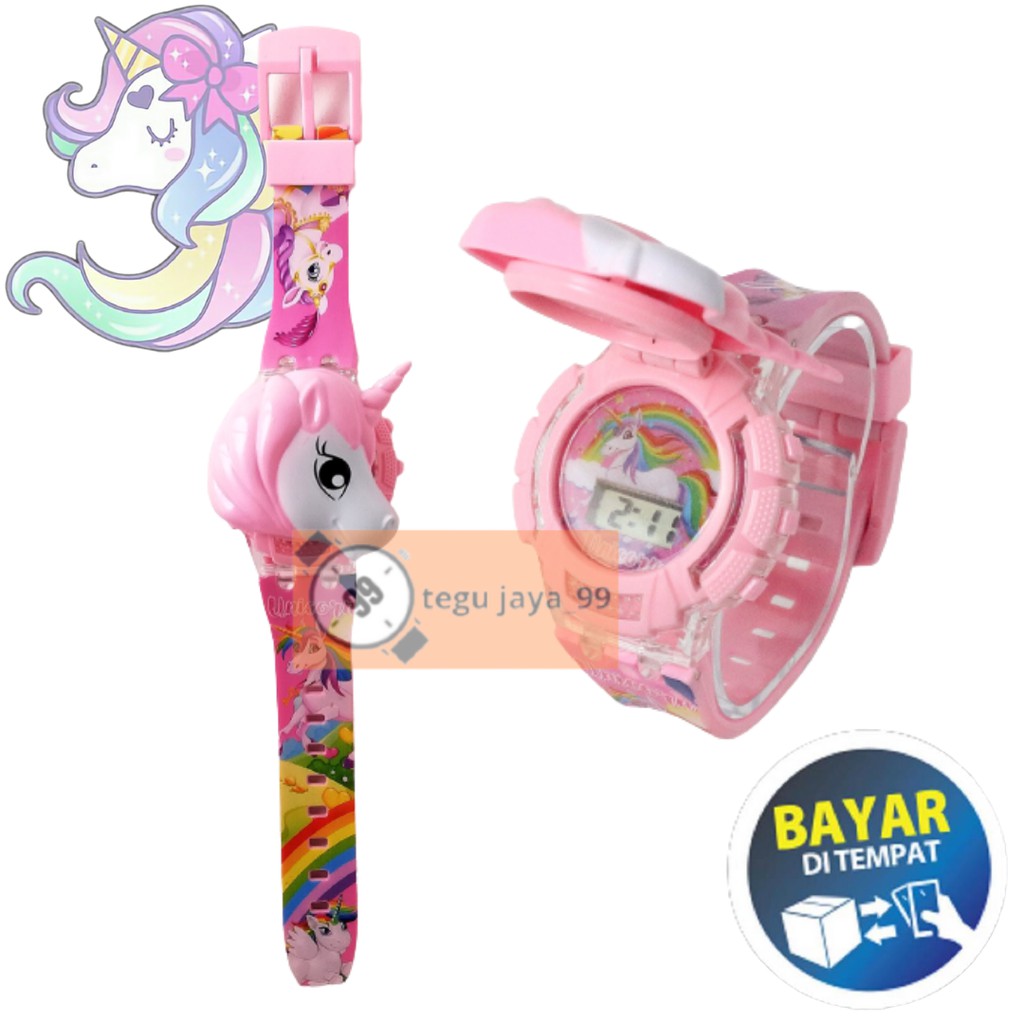 TERBARU!!! JAM TANGAN ANAK PEREMPUAN LAMPU DAN MUSIK KARAKTER KARTUN TE0053 GROSIR MURAH