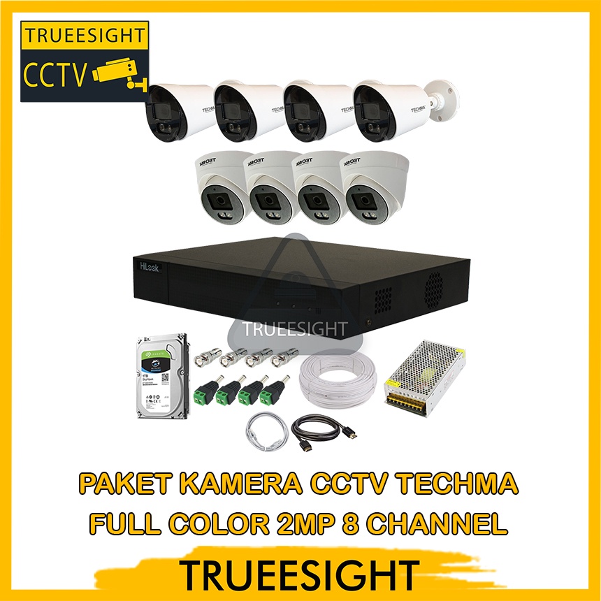 Paket Kamera CCTV Techma 2MP Full Color Plus Hilook 8 Channel