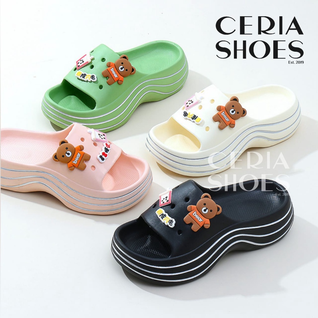 EVA Sandal Wanita Karet Spons Super Empuk Ringan Non-Slip Tebal 5 Cm Free Jibbitz Sendal Crocs Baim FUJI 85