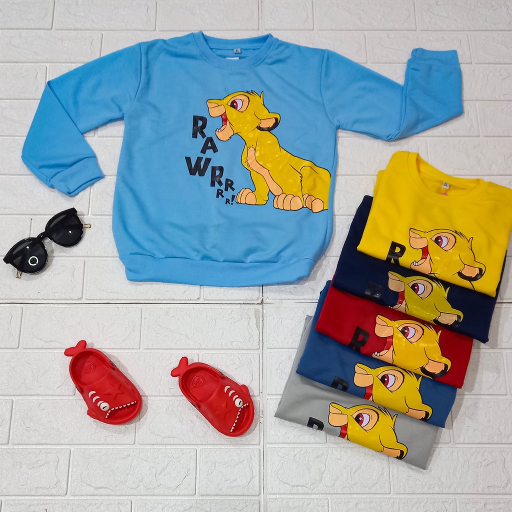 Setelan Sweater Jogger Panjang RAWRR Set Baju Celana Crewneck The Lion King Simba Anak Perempuan Lak
