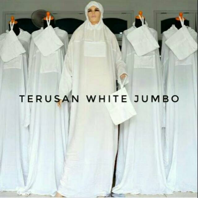 Mukena terusan dewasa rayon super"white jumbo"