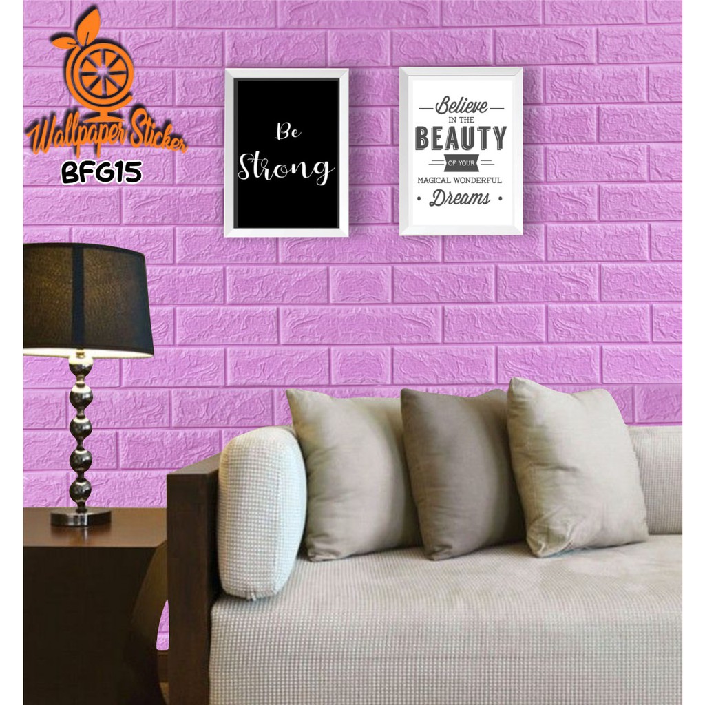 Wallpaper 3D Foam Bata Peredam Suara 70X77Cm Elegant Anti Air Include Lem Wallpaper Ruangan-MAGENTA