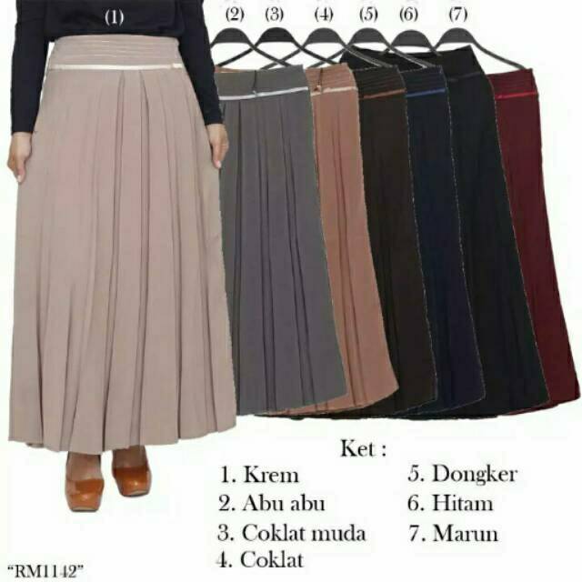  Rok  kerja wanita muslimah plisket  bahan ferari office 