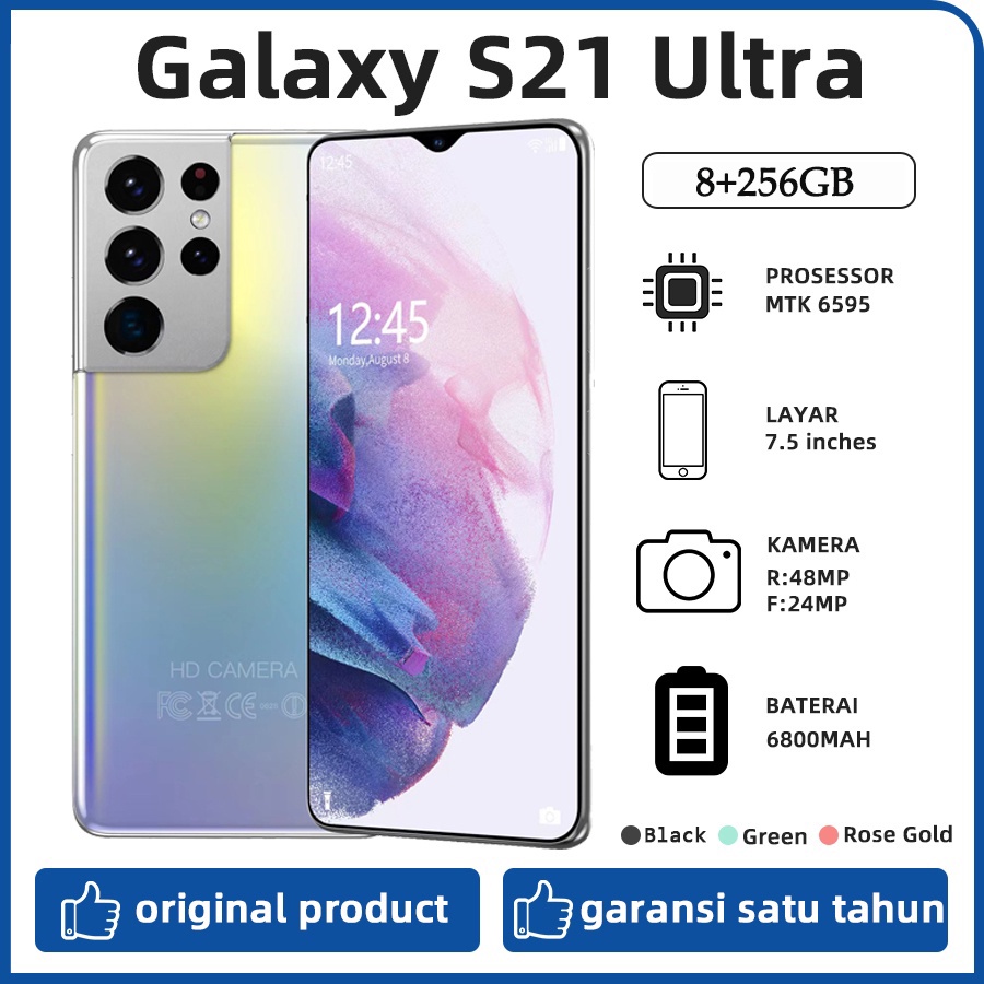 S21 Ultra 8+256GB Handphone Android 5G Ponsel 5.8 inci Baru Original Hand Phone Pintar Hp Murah Dual Card SIM