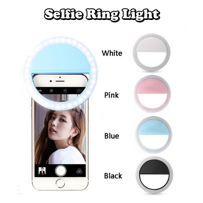 LAMPU SELFIE RING LIGHT JEPIT UNIVERSAL HANDPHONE PUTIH - TERANG