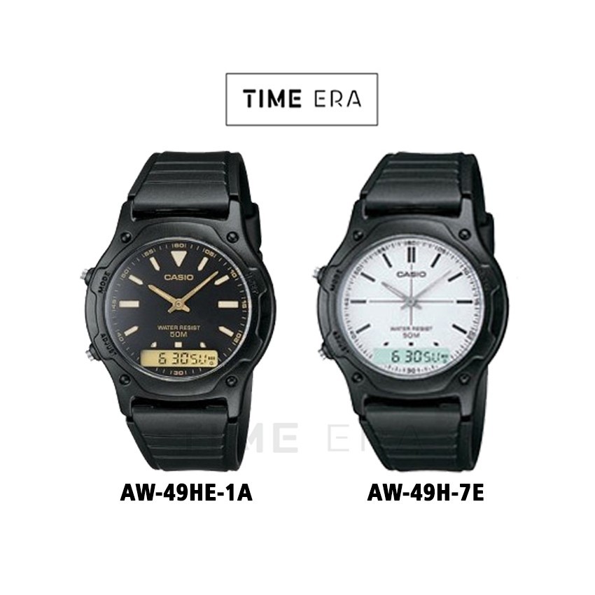 New Casio Original AW 49HE   AW 49H   AW49HE   Pria   Analog   Karet Berkelas