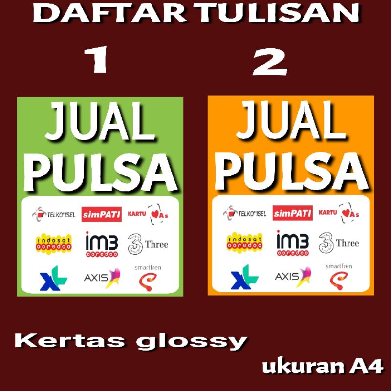 

sticker tulisan jual pulsa untuk konter dan phoncel warung