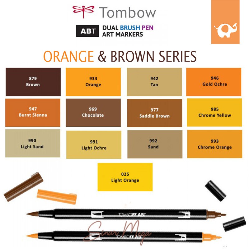 

Tombow Dual Brush Pen ABT Brown & Orange Series Tombow Spidol Dengan Dua Mata Kuas