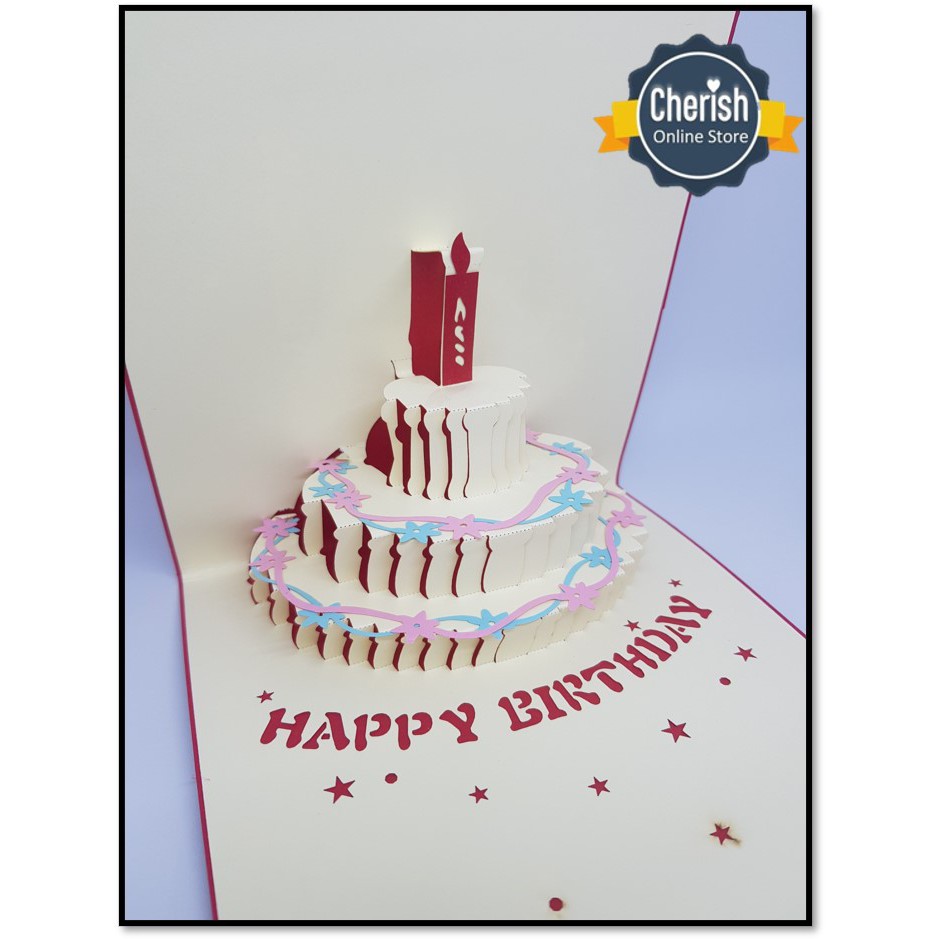 3D Birthday Cake Pop Up - BIRTHDAY CAKE - Kartu Ucapan 3 Dimensi