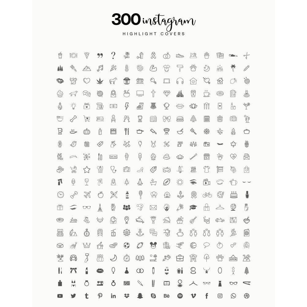 300 FULL PACK HQ Icons Black And White Instagram Highlight