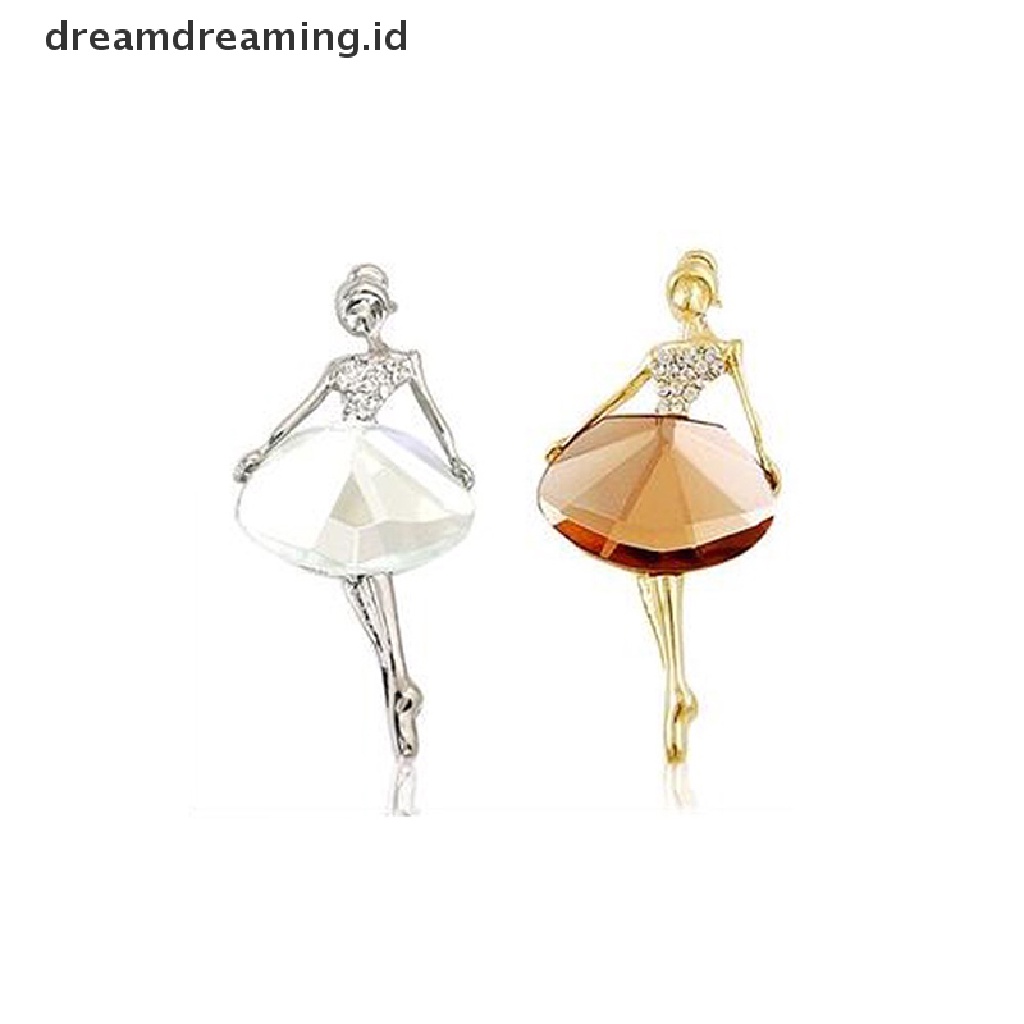 Bros Pin Desain Princess Ballerina Aksen Kristal Bling Untuk Wanita