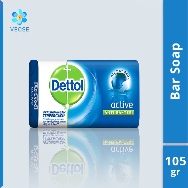 Dettol Sabun Batang Antiseptik Active - 105 gr (Detol Antibacterial Soap)