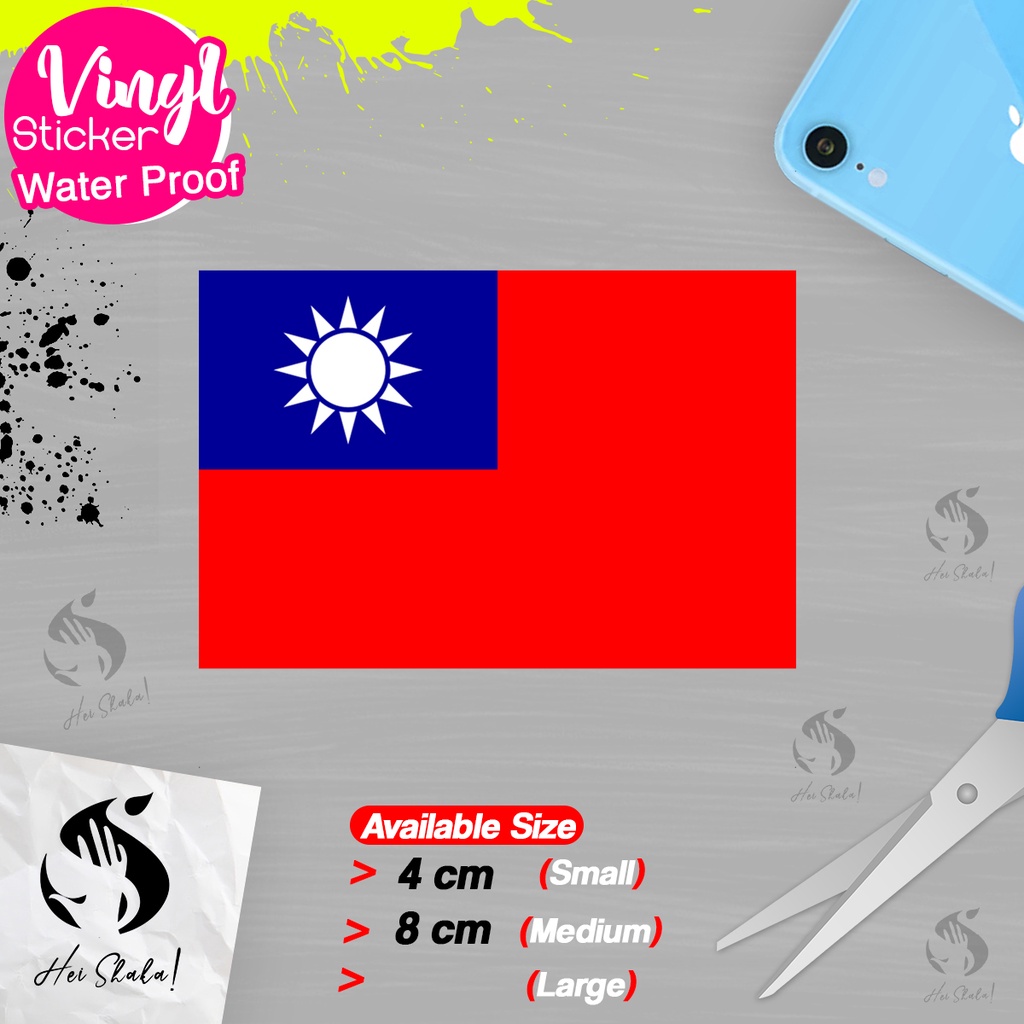 

Stiker Taiwan Sticker Vinyl Satuaan Motif Bendera Negara Dunia Bahan Anti Air