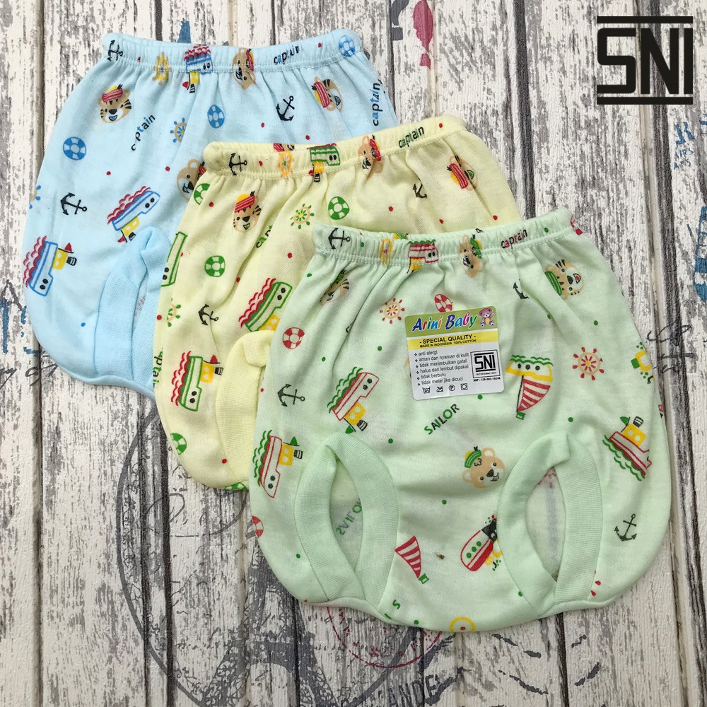 3 Pcs Celana Bayi Pop Celana Bayi Kacamata Full Sabon Motif Kualitas SNI Baru Lahir DNW BABY