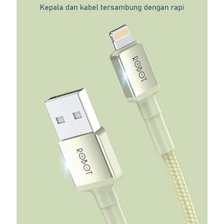 [ROBOT R-SL YELLOW] KABEL DATA l-PH0NE USB LIGHTNING FAST CHARGING l-PH0NE 5 6 6S 7 7+ 8+ XR XS