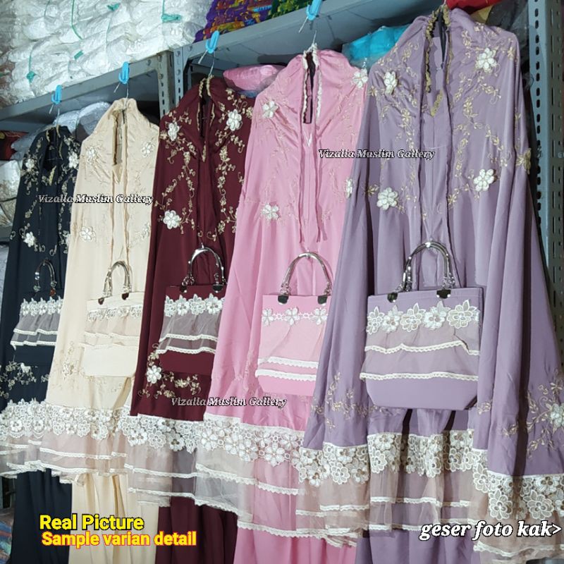 Mukena Premium Soft Silk /Mukena Bordir Langsung /Mukena lapis tile /Mukena tas mewah