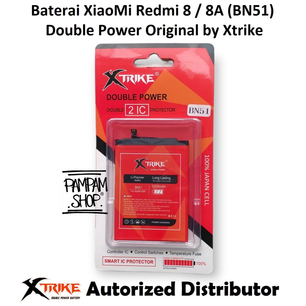 Baterai XTRIKE Double Power Original XiaoMi BN51 Mi Redmi 8 8A Pro Batre Batrai Battery Ori Handphone HP Xiao Mi BN 51