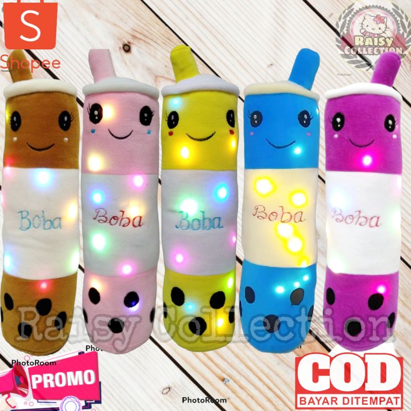 Guling BOBA LED 60cm - Boneka Guling Boba LED 60cm Nyala Kedip - Guling Boba Viral