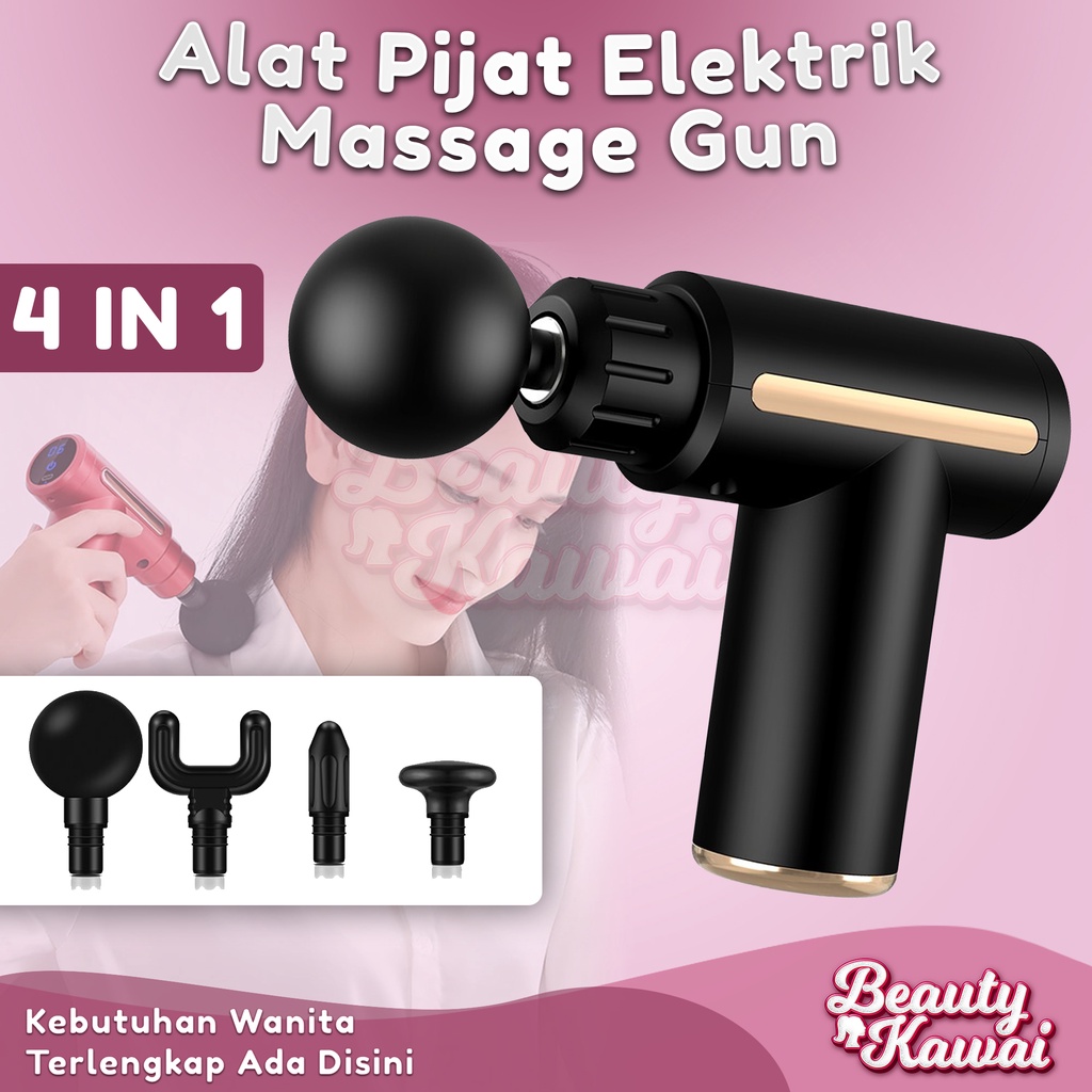 Massage Gun 30W 1800mAh Alat Pijat Elektrik Refleksi Rechargeable 4in1