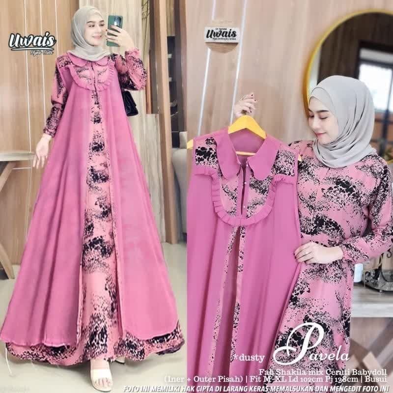 UWAIS / JS.PAVELA SET / GISEL SET MAXI DRESS GAMIS TERBARU ukuran M L XL JUMBO