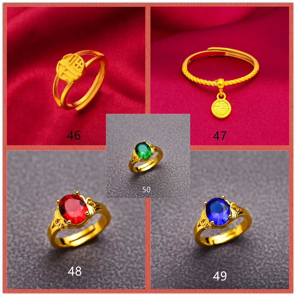 Cincin Emas Asli Kadar 375 Dewasa 50 Desain 24K  Disesuaikan Gaya Minimalis Untuk Wanita