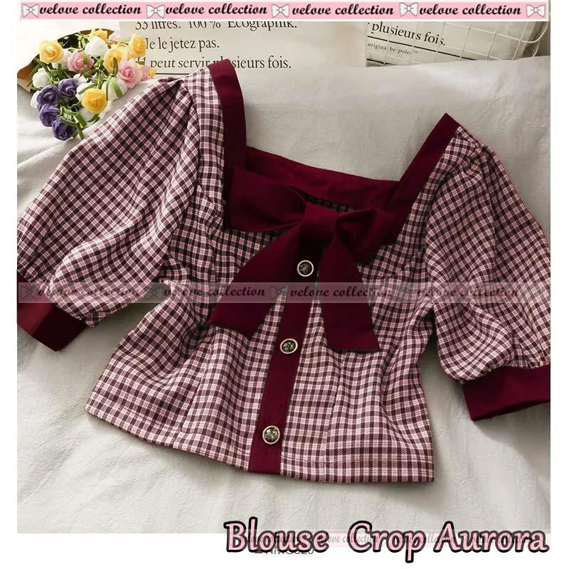 KALANTHA FASHION Blouse Aurora Atasan Wanita Kerah Pita Ukuran All Size-1
