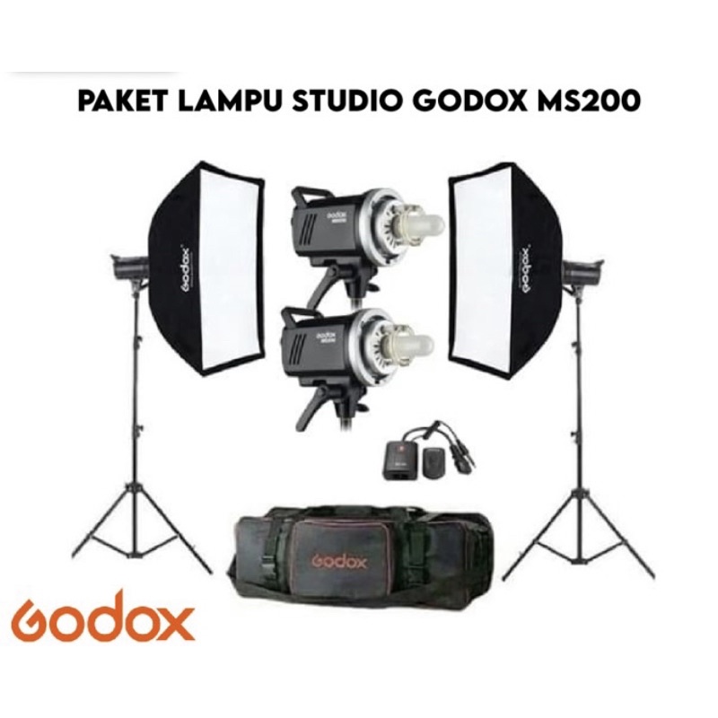 Paket Lampu Studio Godox MS200 Softbox Lighting Studio MS200 Godox