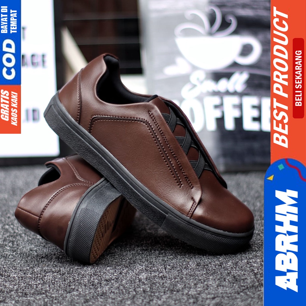 Abrhm Tajima - Sepatu Sneakers Casual Pria Kerja Santai Hitam