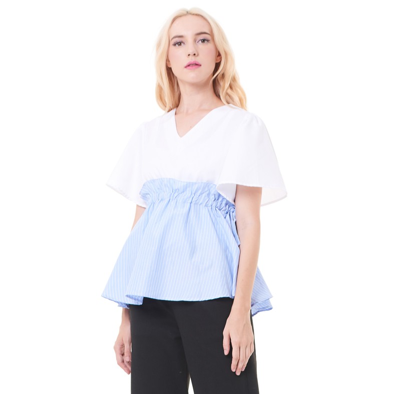 Vines Bernie Blouse White Blue