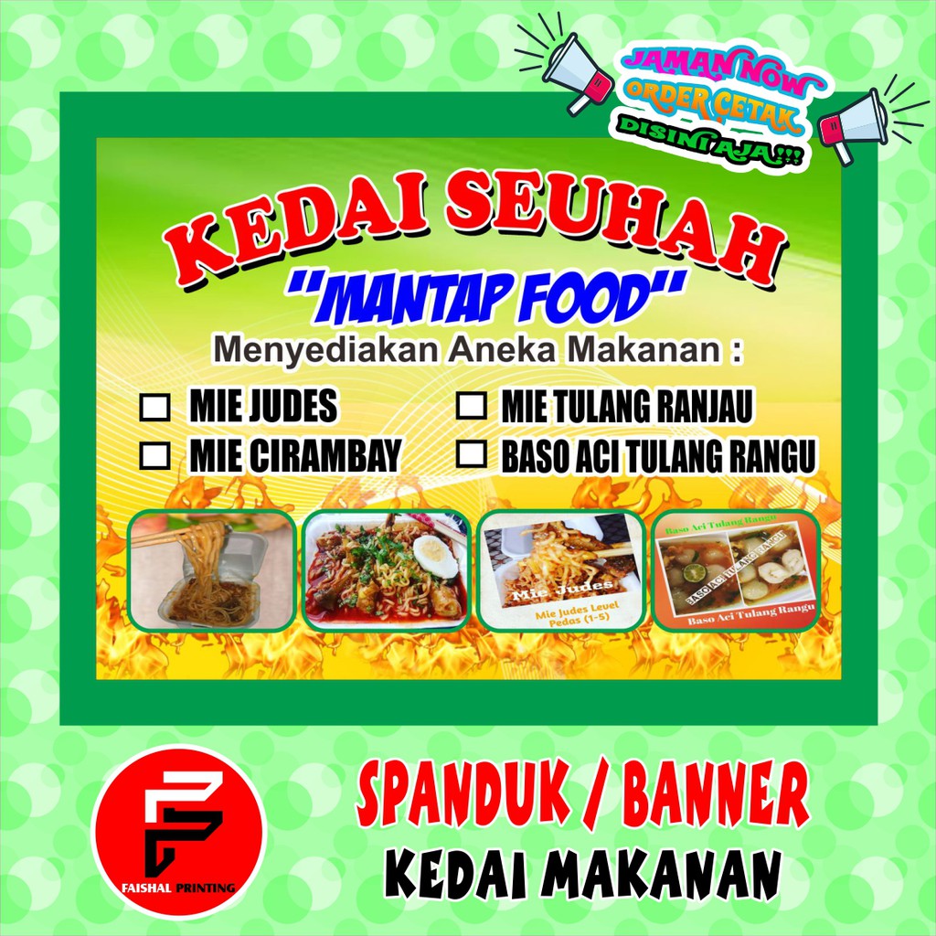 Jual Spanduk / Banner / Backdrop Kedai Warung makanan Ukuran 1 x 1