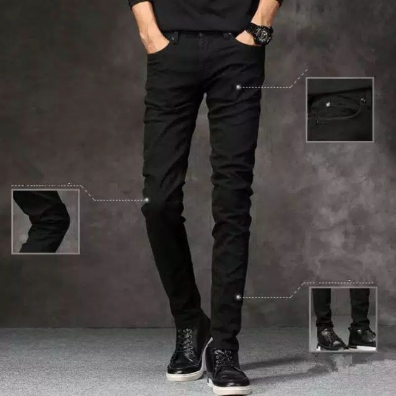 celana jeans Hitam Bioblitz Abu celana jeans panjang skinny semi slimfit cowo/cowok/pria meral