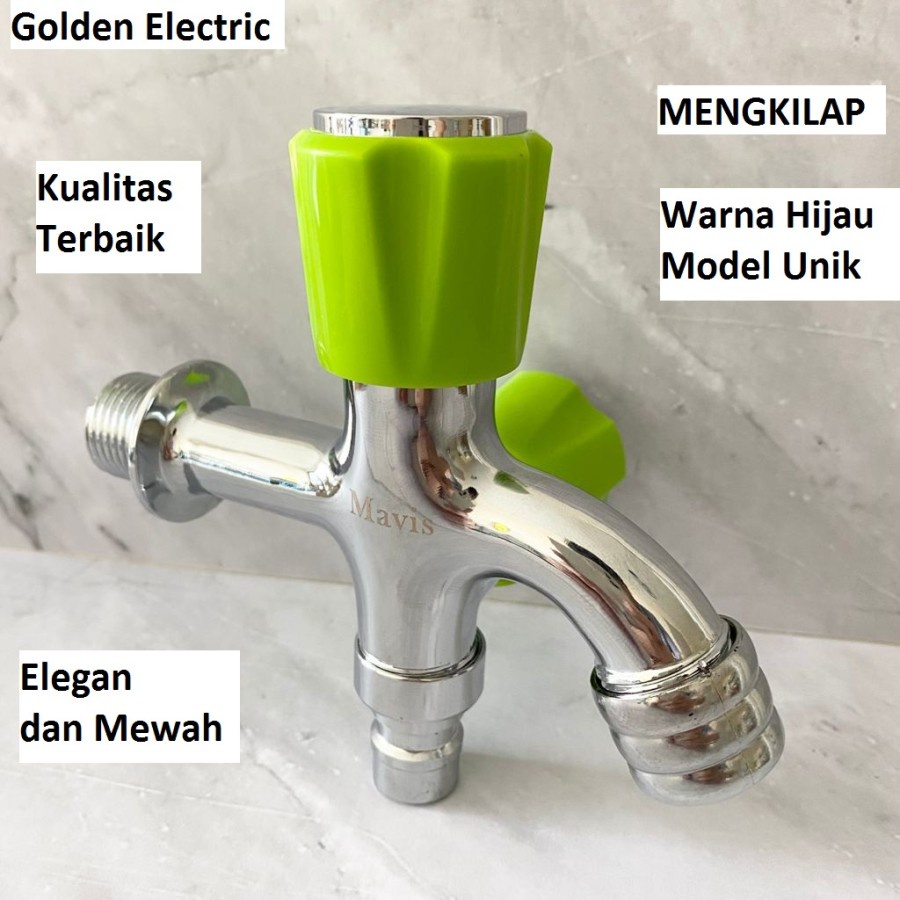 Kran Keran Air Tembok 2 Cabang Stainless Steel 1/2 inch WC Taman Hijau