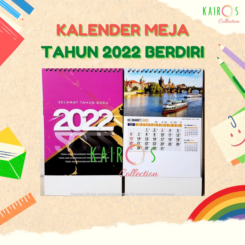 Kalender Meja Tahun 2022 Model Berdiri