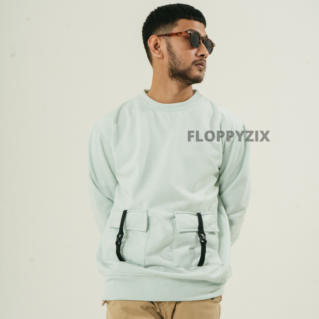 CREWNECK POCKET APLIKASI / CREWNECK SHACKET / CREWNECK PRIA / SWEATER PRIA / CREWNECK